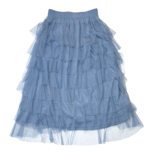 NWT by Anthropologie Tiered Tulle Midi in Sky Blue Layered Skirt S - Picture 4 of 7